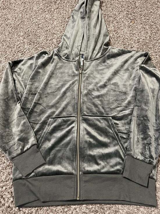 Felina Tops - Felina Velvet Zip-Up Hoodie - Graphite